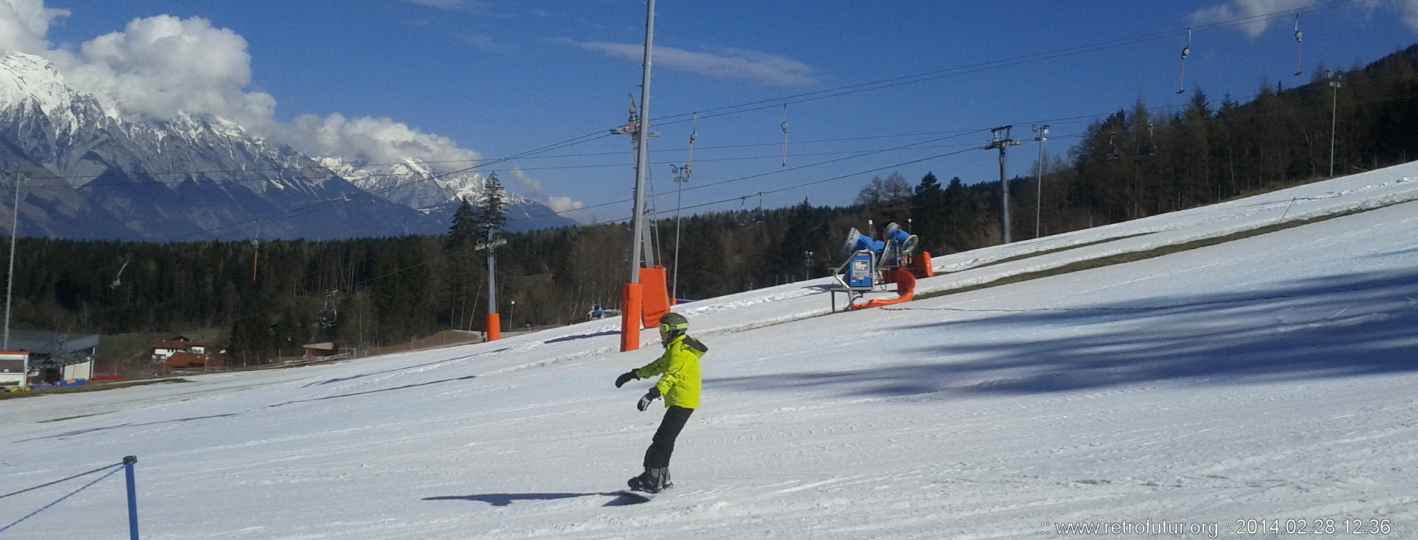 Skitour vs. Industrieski am Beispiel der Querung vom Glungezer Gipfel über Zirbenweg bis hinab nach Igls : 28.2.2014