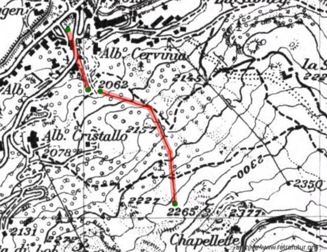 Lo skilift Chapellette : Cartina Valle Aosta IGM 25000