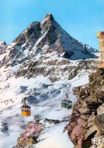 Funivie Plan Maison - Plateau Rosa : Le due funivie parallele in funzione (ca. 1972)