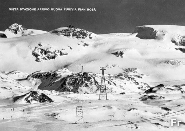 Funivie Plan Maison - Plateau Rosa : Vista verso Stazione Testa Grigia, anni 1940