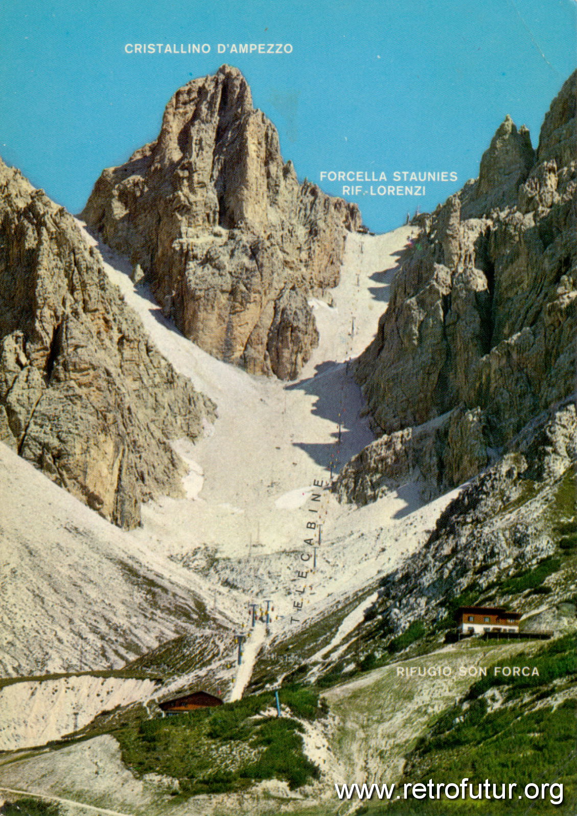 Secondo tratto: Forcella Staunies - Foto storiche : Zweite Generation: Leitner Anlage. Aufnahme ca. 1981
