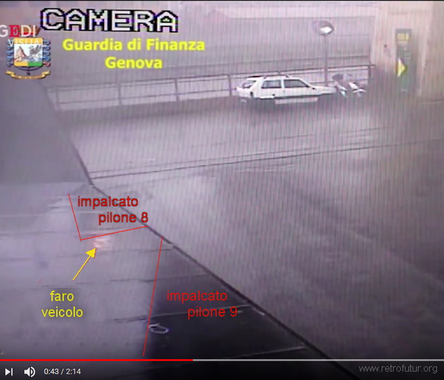 Analysis of collapse dynamics: The Mirror Cinema : 04 For a fraction of decond, a vehicle's headlight becomes visible (might be also sparc from electric cables). The bridge deck continues to tilt