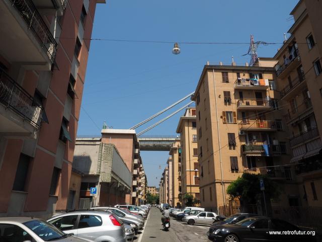 Foto Documentation August 2015 : The Morandi Polcevera bridge crosses highly populated suburbs of Genova