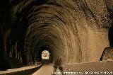 Steep tunnel : As the tunnel climbs steeper: View back downto the deepest point of the line.