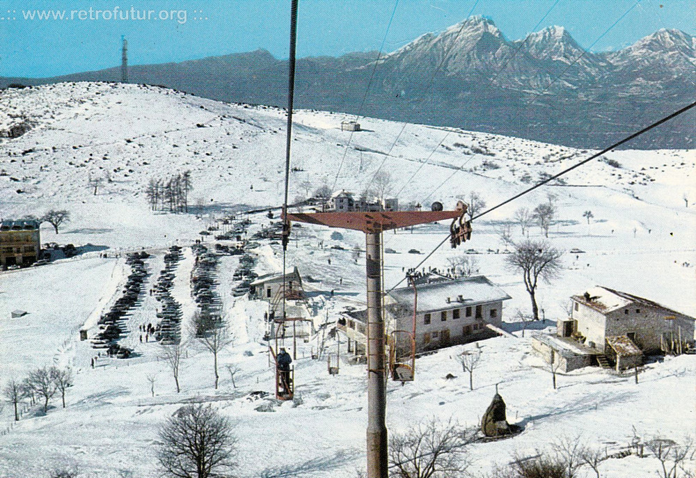 San Zeno / Cestovia Prada (VR)  - Monte Baldo : Il piazzale della funivia in una cartina spedita nel 1969
