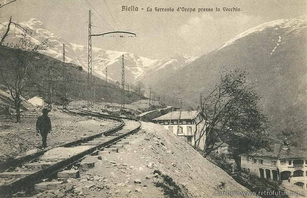 La tramvia Biella - Oropa : Tratto di linea di nuova costruzione presso la Vecchia