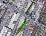 Analysis of collapse dynamics: The Mirror Cinema : Surveillance camera location south of pylon 9 and camera field of view (approximated)